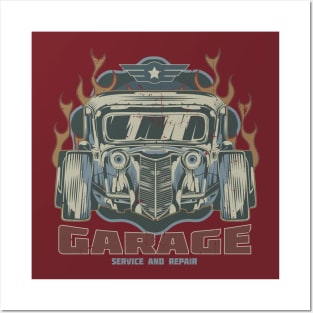 Hot Rod Garage Service & Repair Posters and Art